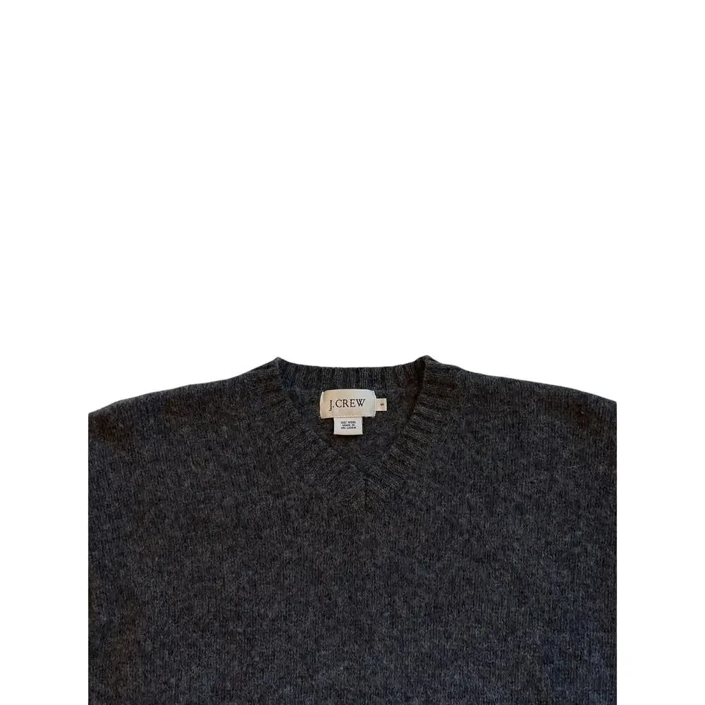 J Crew Sweater Mens Small Gray 100% Wool Crew Neck Pullover Minimalist Preppy